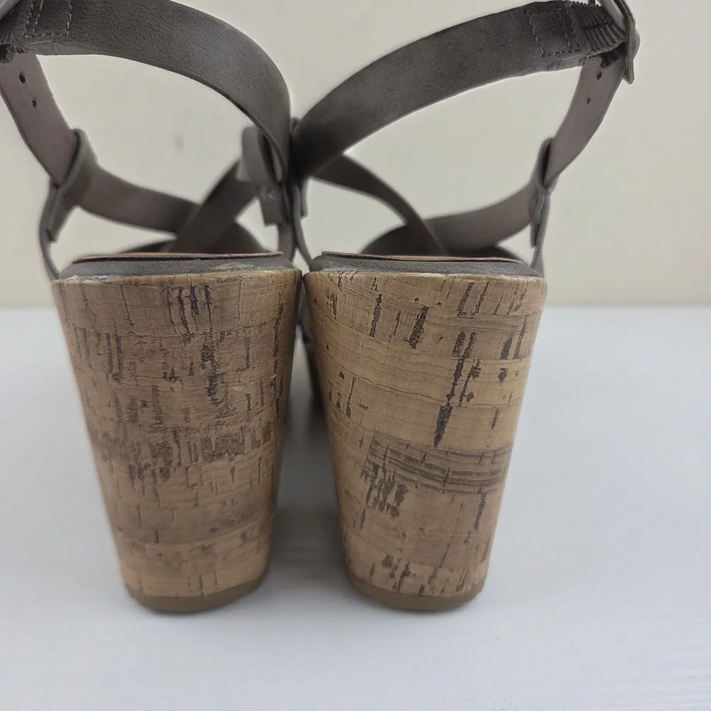 Maurices Hope Cork Strappy Wedge Gray High Heels Women's Size 6.5 M - Picture 9 of 15